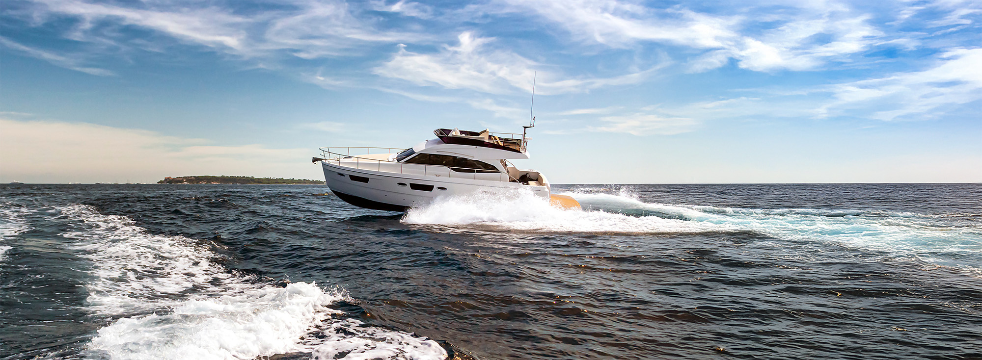 Luxurious motor boat sailing the sea